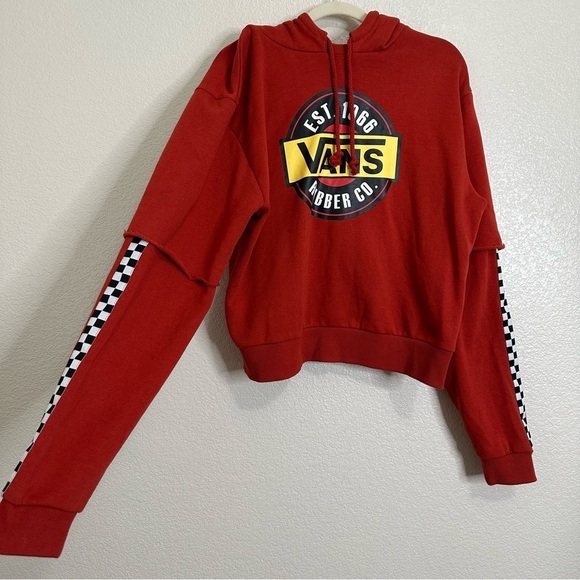 Vans Rubber Co. Red Chromo Twofer Hoodie Women's Sweatshirt, Size XL - Picture 3 of 13